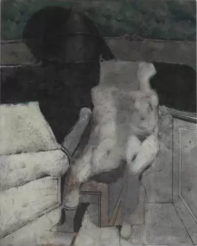 Figuras con torre al fondo II, 1970