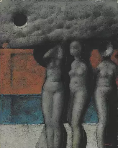 Three nudes and the eclipse, 1972