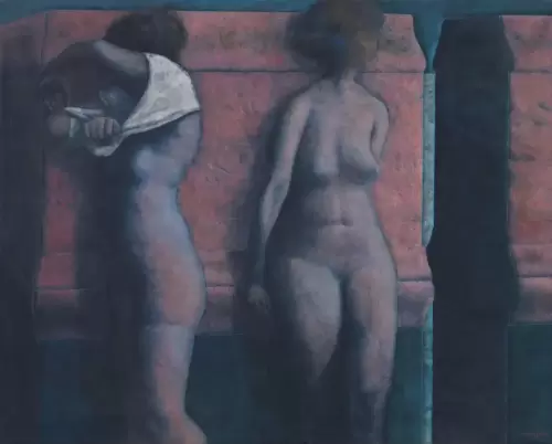 Dos desnudos contra una pared roja, 1981